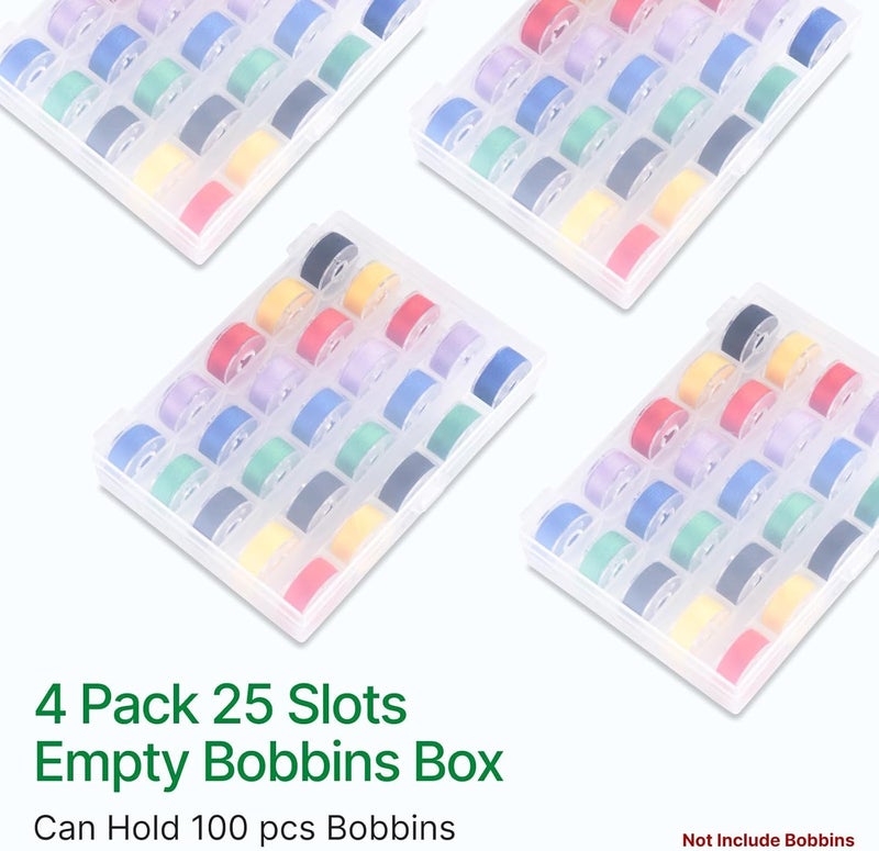 Opret 25 Slots Bobbin Organizer, Transparent Plastic Bobbin Case, Empty Spools Box For Sewing Supplies, 4 Pack, Compatible With Class 15 & SA156 Bobbins - Image 3